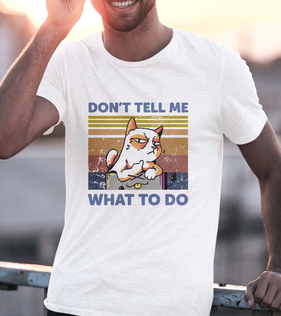 DON'T TELL ME WHAT TO DO Retro Cat Stripes T-Shirt