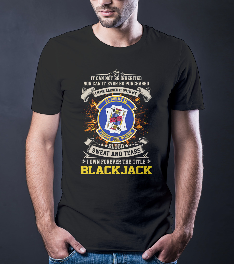 53rd Airlift Squadron Blackjack Primus Cum Plurimi Blood Sweat And Tears T-Shirt