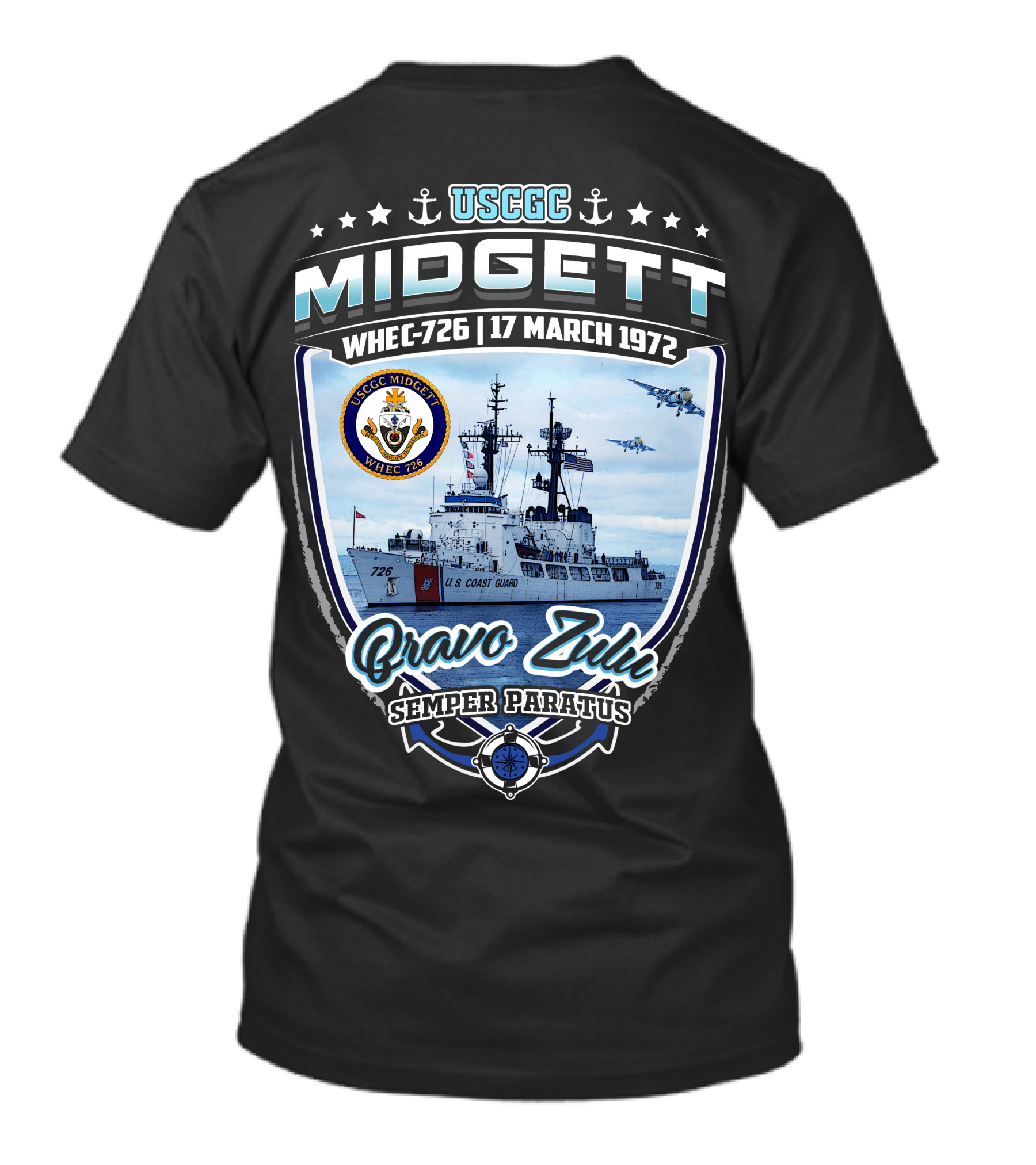 Uscgc Midgett Whec-726 17 March 1972 Bravo Zulu Semper Paratus T-Shirt