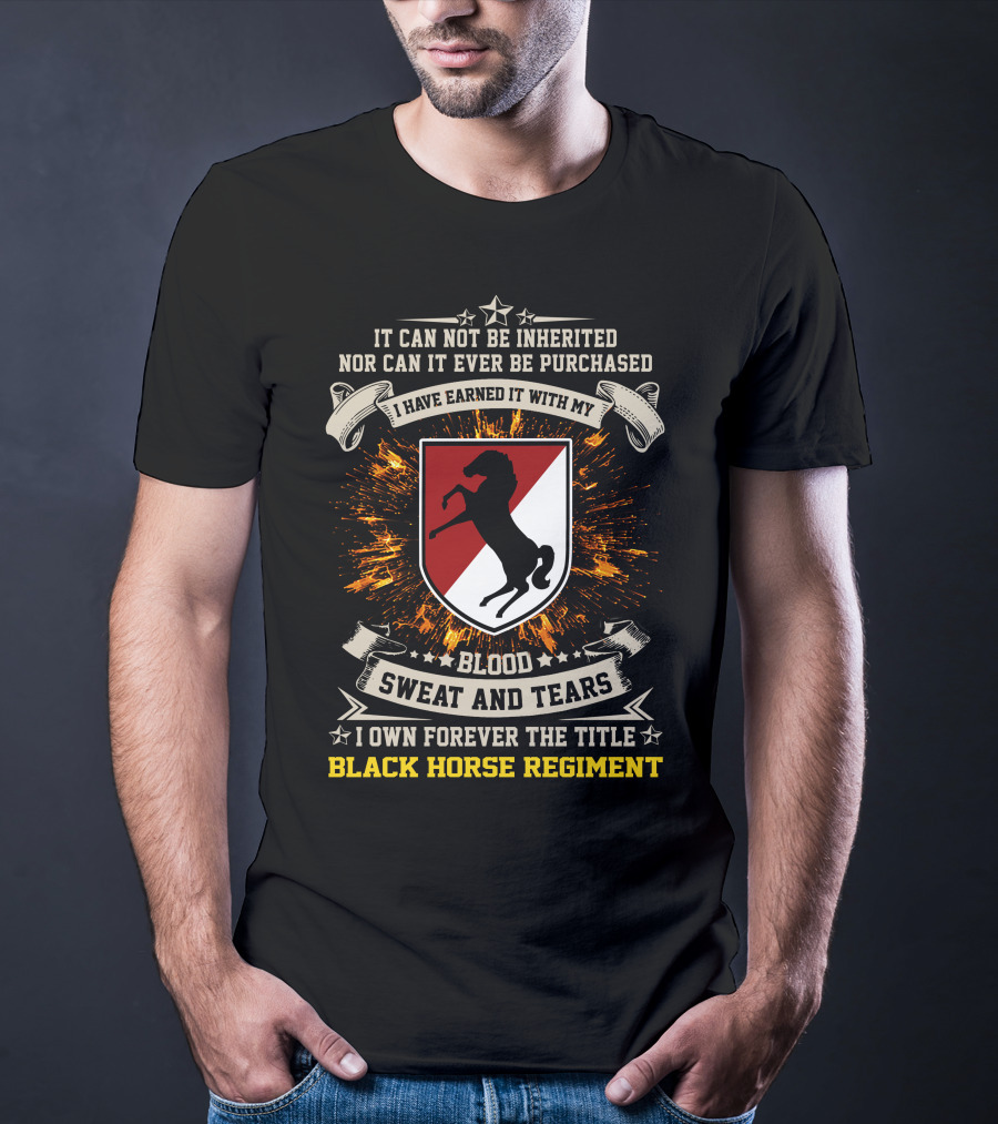 11Th Armored Cavalry Regiment Black Horse Regiment Blood Sweat And Tears T-Shirt