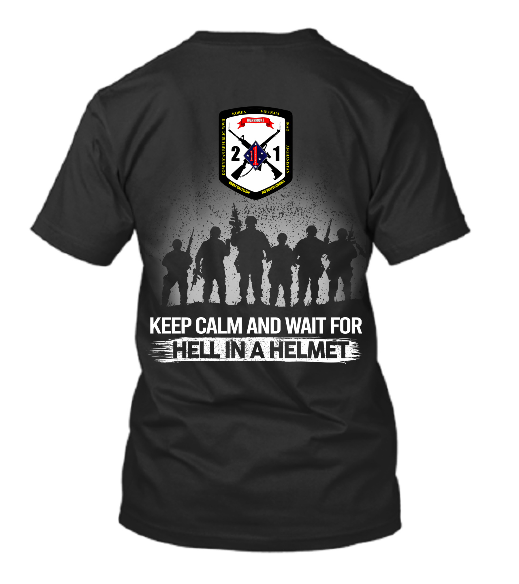 2Nd Battalion 1St Marines Keep Calm And Wait For Hell In A Helmet Korea Vietnam Semper Fidelis T-Shirt