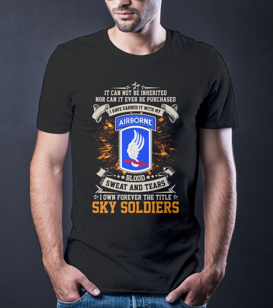 173rd Airborne Brigade Sky Soldiers Blood Sweat And Tears Badge T-Shirt