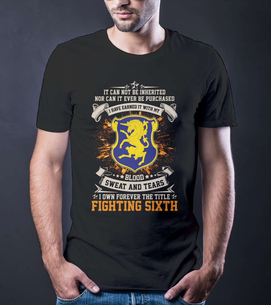 6th Cavalry Regiment Blood Sweat Tears Fighting Sixth Crest T-Shirt