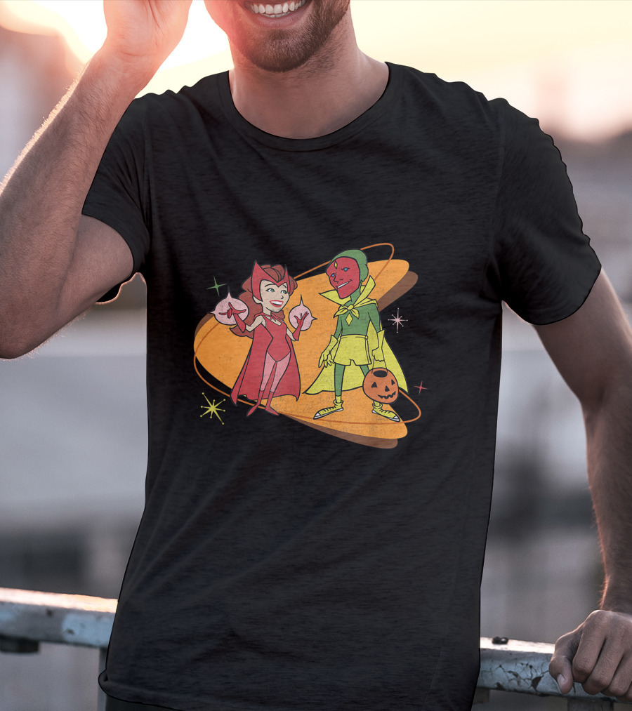 Marvel WandaVision Scarlet Witch And Vision Retro Halloween Costumes 50s T-Shirt
