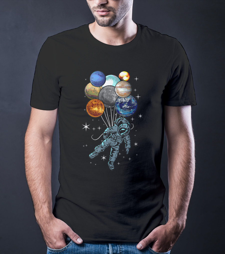 Astronaut Space Funny Spaceman Planets Balloons Moon Nasa Perfect T-Shirt