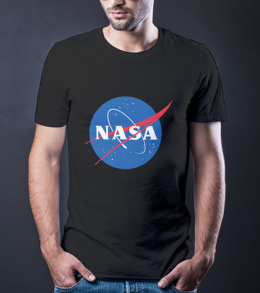 NASA Vector Emblem With Red Chevron On Blue Astronaut T-Shirt