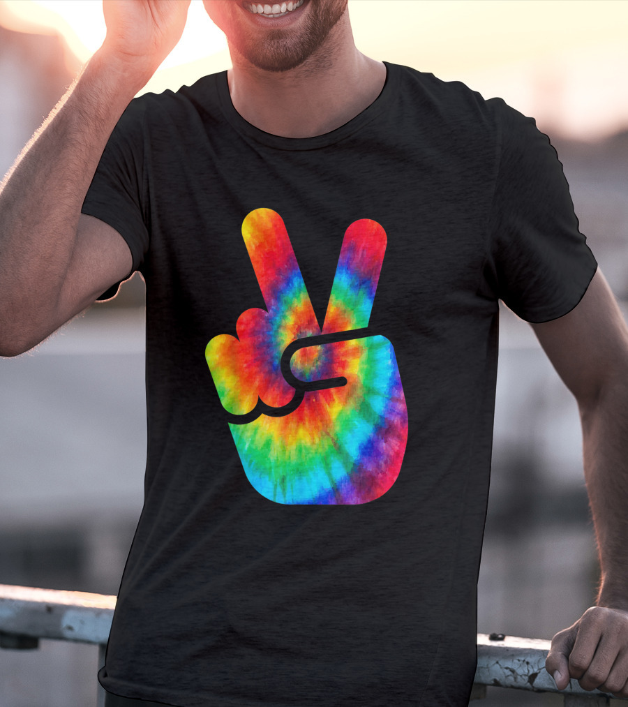 Peace Sign Rainbow Tie Dye Vibe T-Shirt