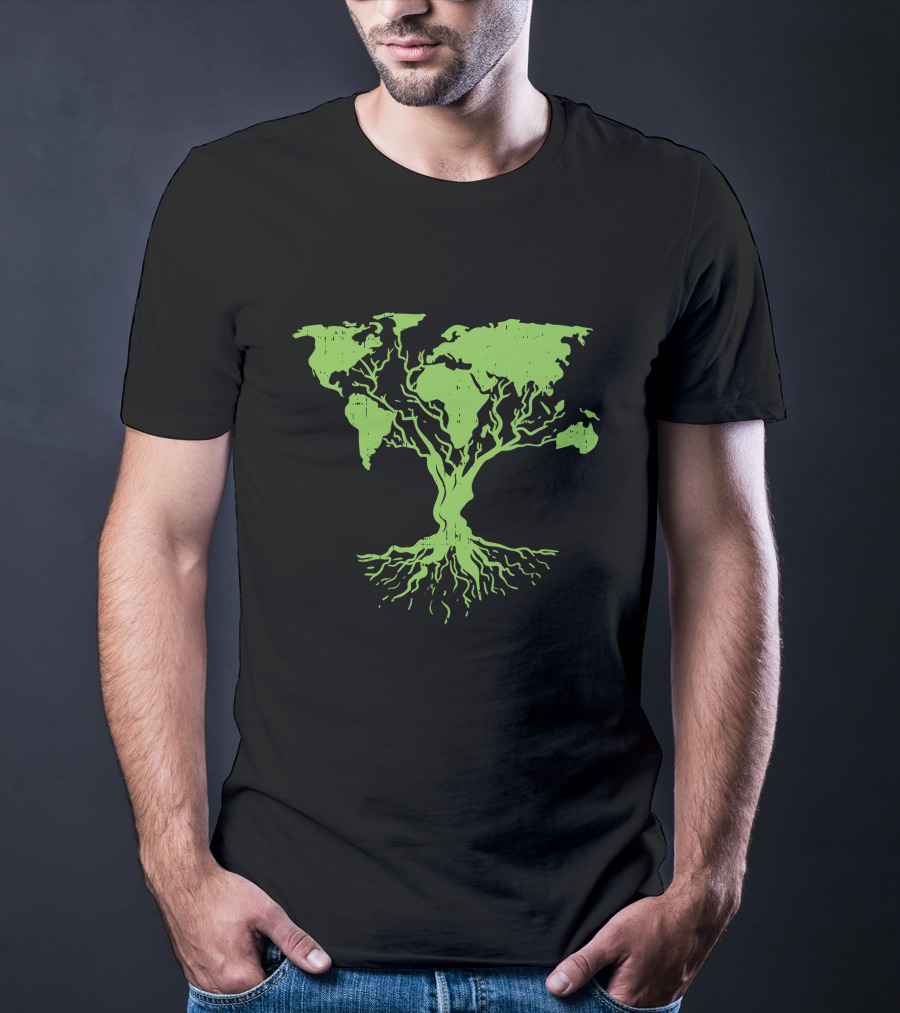 Cute World Map Tree For Earth Day Pro Environment Plant T-Shirt
