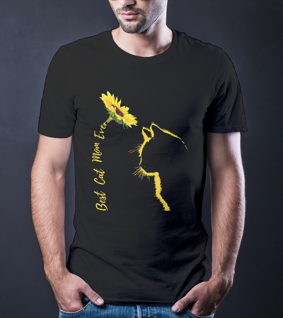 Best Cat Mom Ever Sunflower Cat Mother's Day T-Shirt