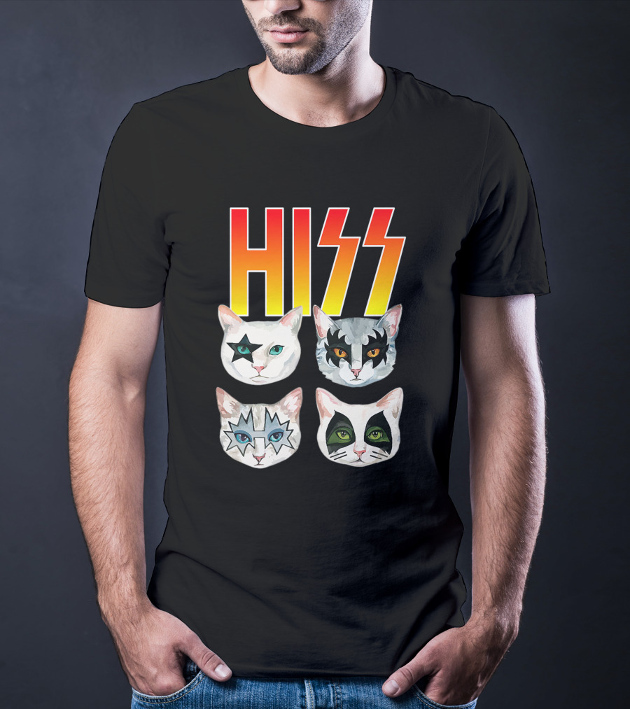 Hiss Cat Cats In Iconic Makeup For Funny Cat Lover T-Shirt