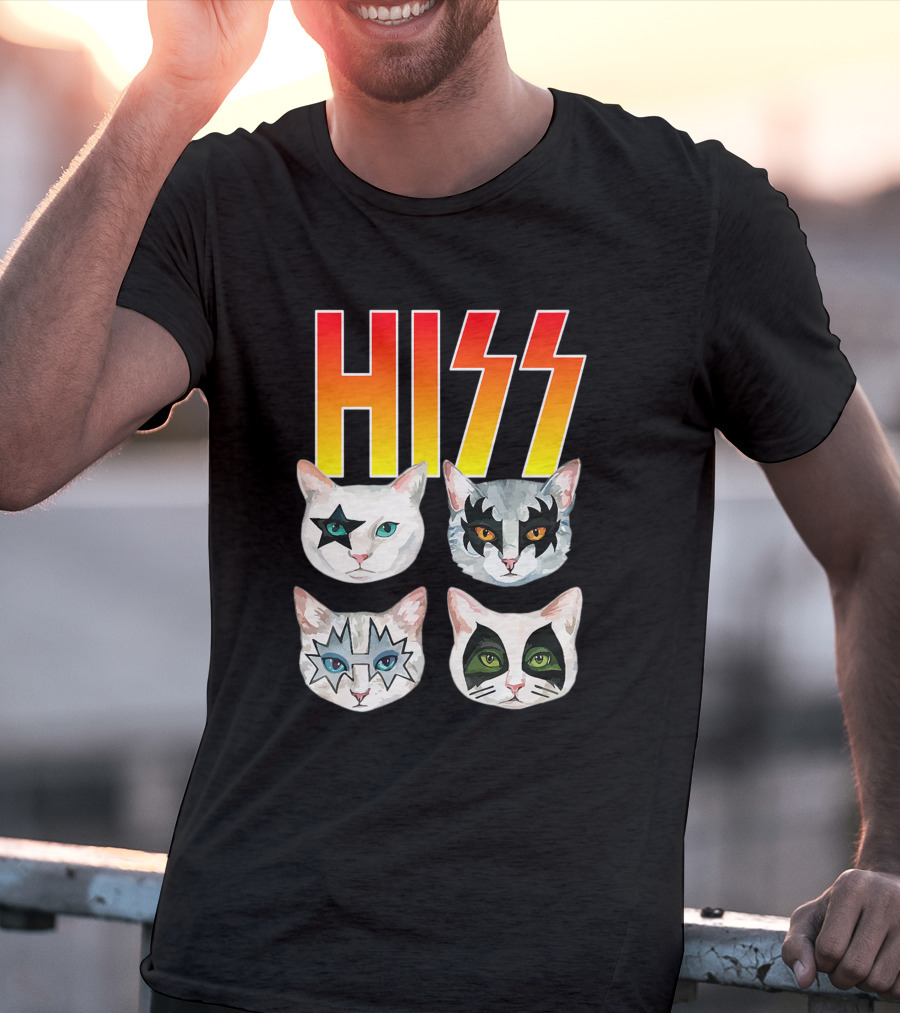 Hiss Cat Cats In Iconic Makeup For Funny Cat Lover T-Shirt