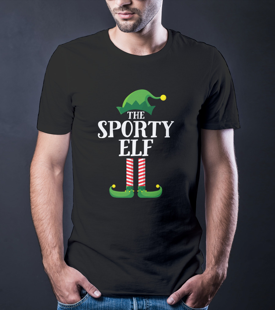 The Sporty Elf Matching Family Group Christmas Party T-Shirt