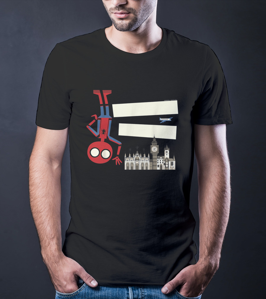 Marvel Spider-Man Far From Home Upside-Down London Big Ben Airplane T-Shirt