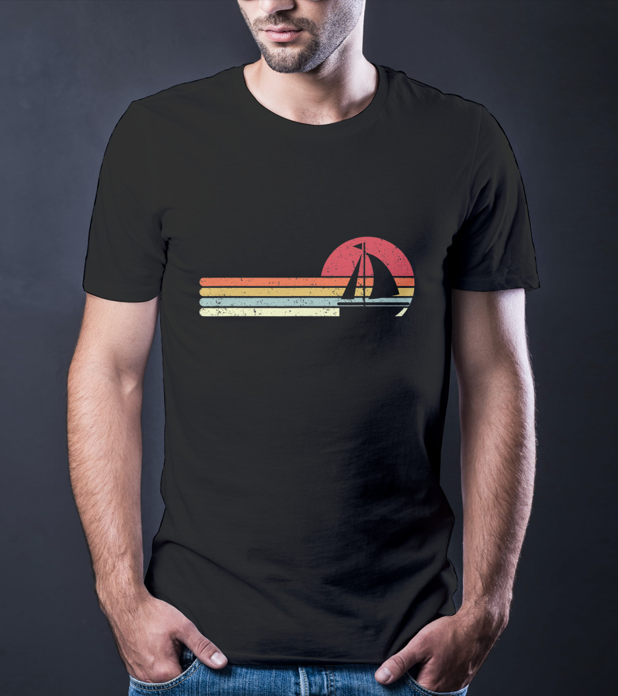 Retro Sun And Sailboat Vintage Sailing T-Shirt