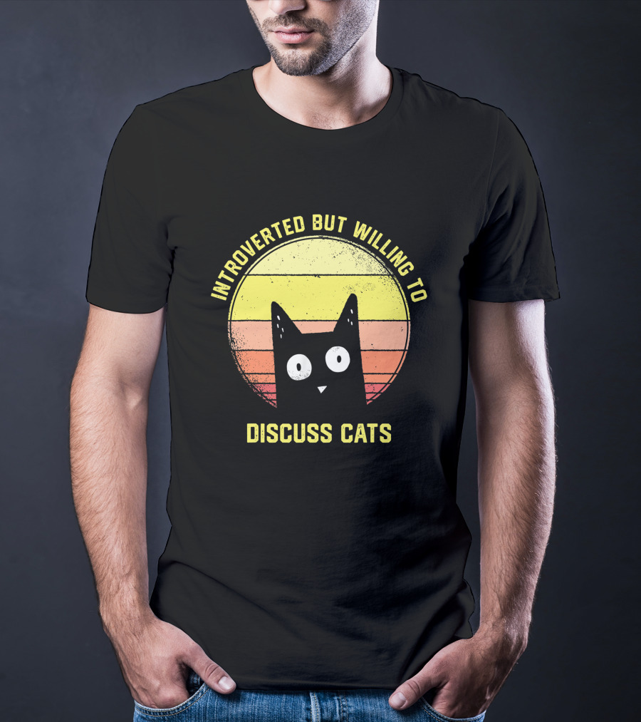 Introverted But Willing To Discuss Cats Retro Vintage Style Cat Lover T-Shirt