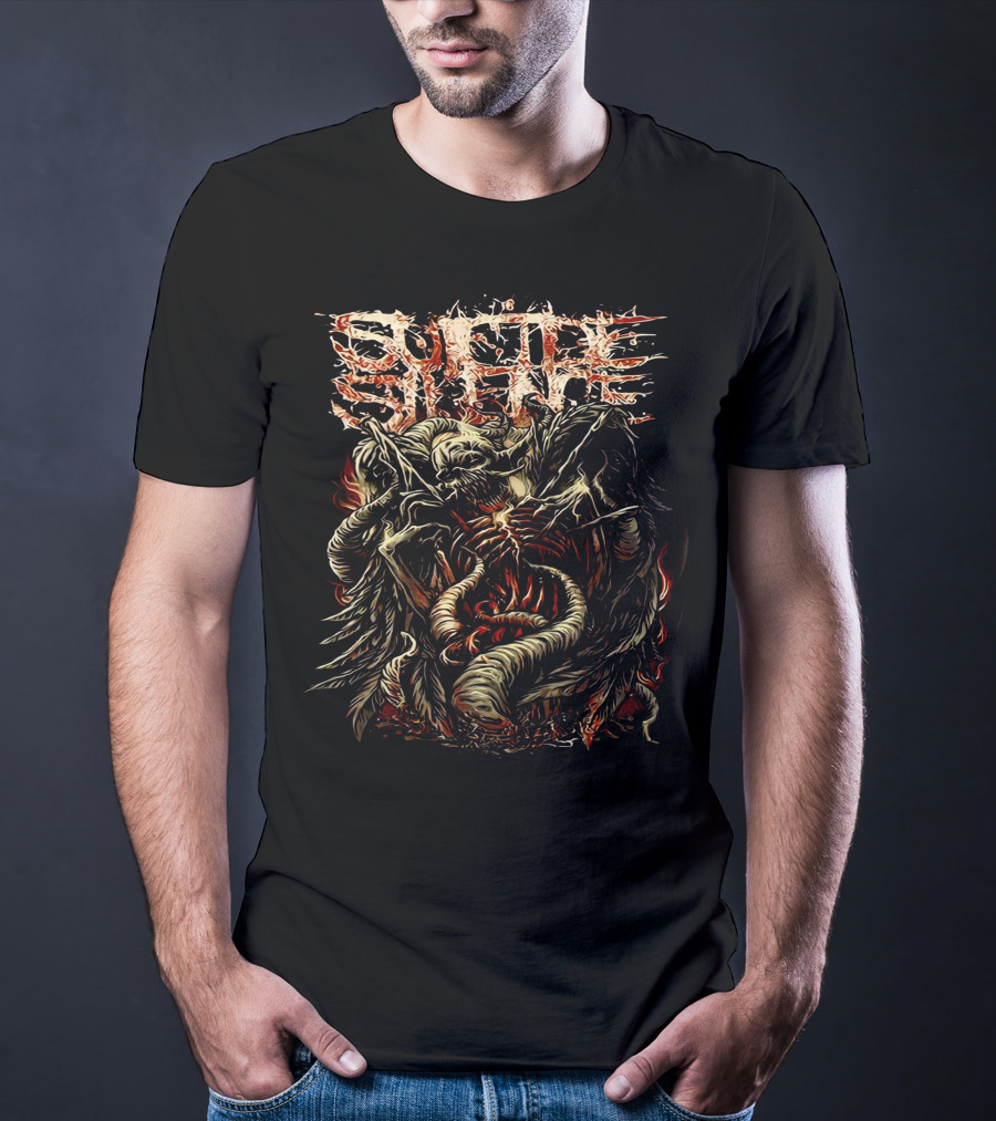 Suicide Silence Blasted Fiery Skull Serpent Demon T-Shirt