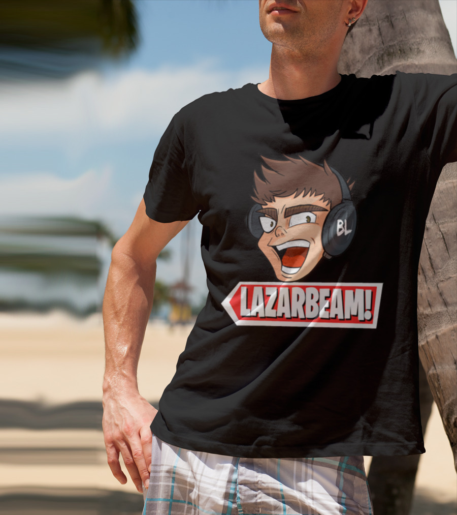 Lazarbeam Gingy Headphones Cartoon Face BL Logo Youtuber Merch T-Shirt