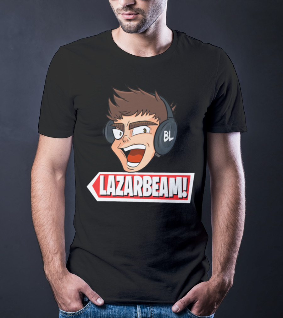 Lazarbeam Gingy Headphones Cartoon Face BL Logo Youtuber Merch T-Shirt