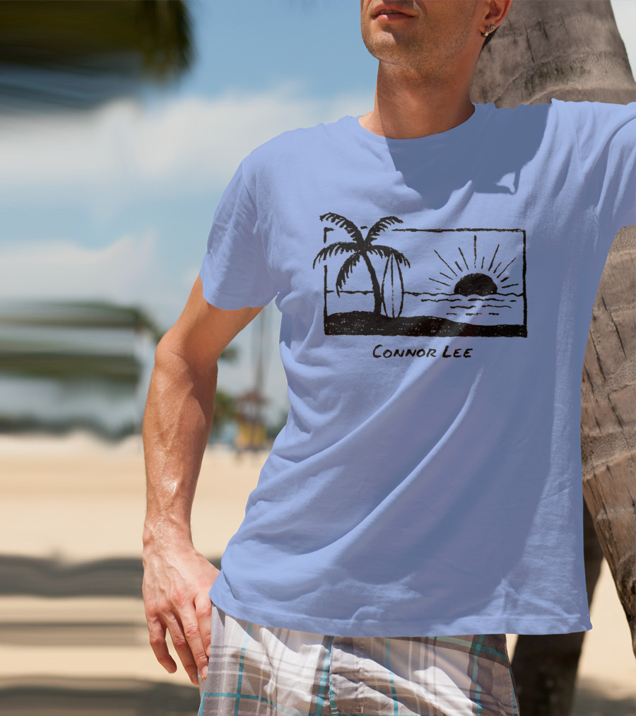 Connor Lee Palm Sunset Ocean Scene T-Shirt