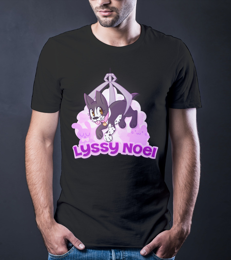 Lyssy Noel Cartoon Cat With Rabbits And Crystals T-Shirt