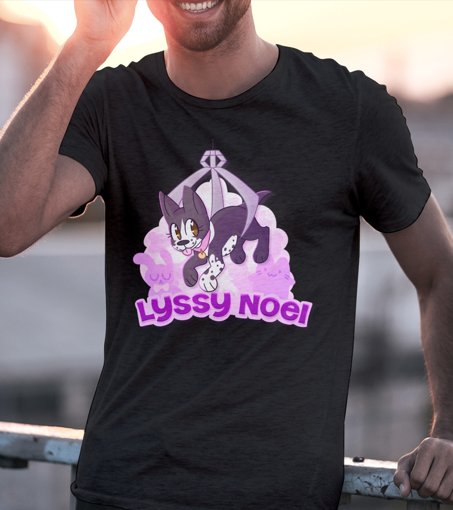 Lyssy Noel Cartoon Cat With Rabbits And Crystals T-Shirt