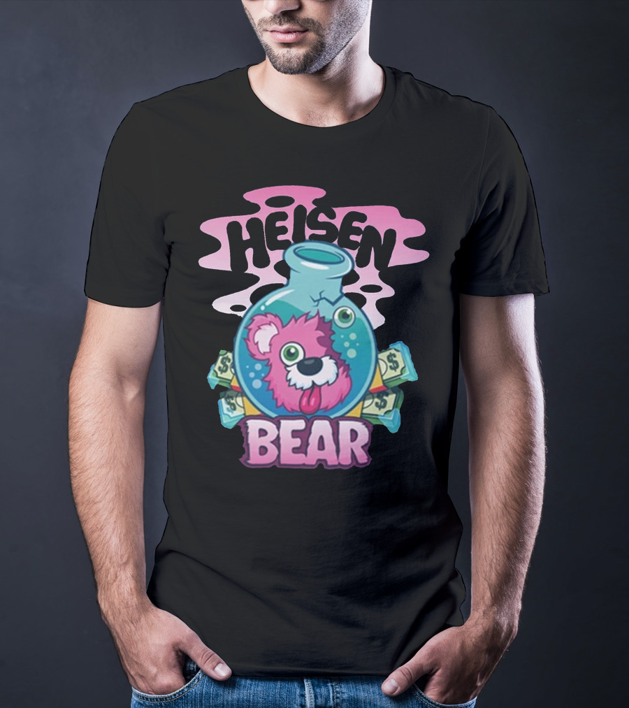 Heisen Bear Breaking Bad Merch Pink Teddy Bear Money Flask Cartoon T-Shirt