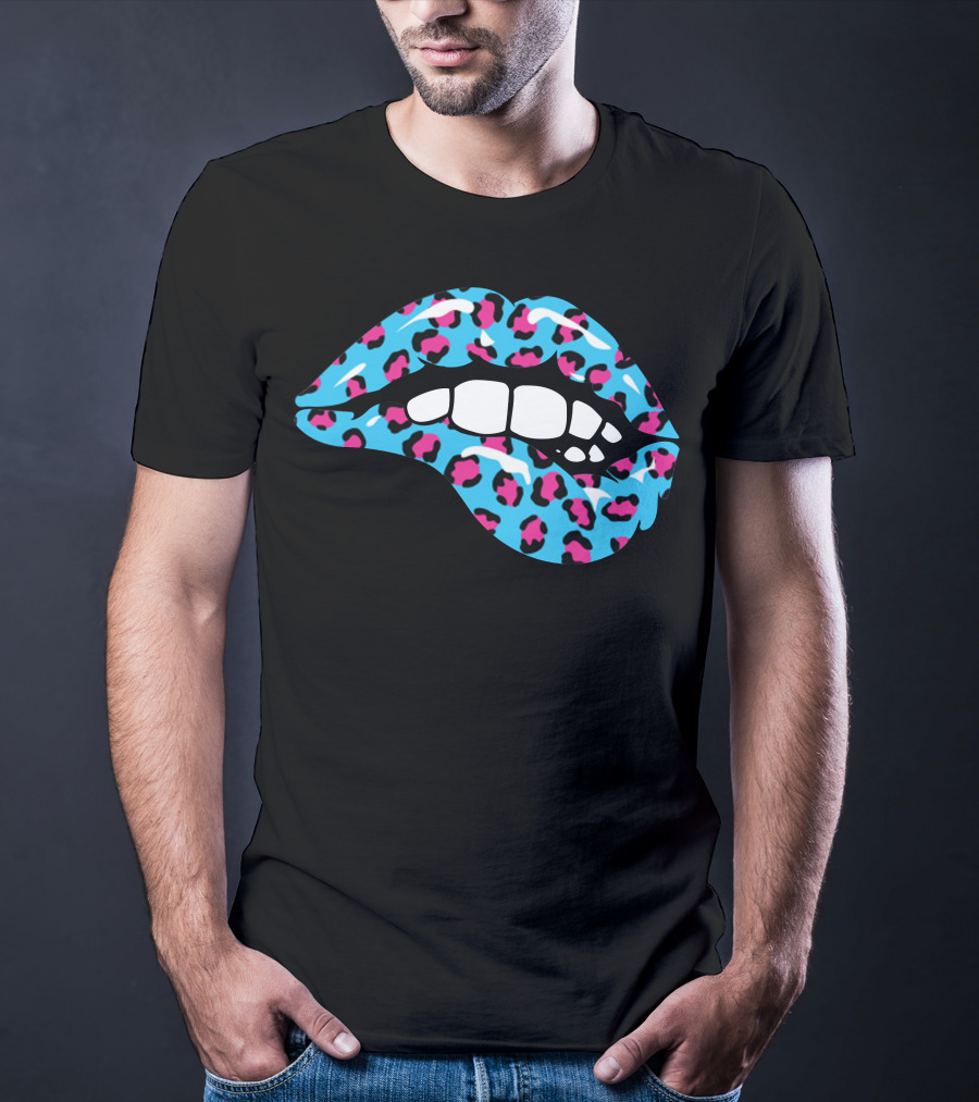 Stay Wild Ben Azelart Blue Leopard Lips T-Shirt