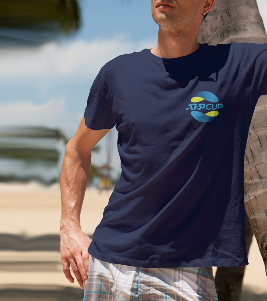 ATP Cup Merchandise Official Logo Blue Yellow T-Shirt