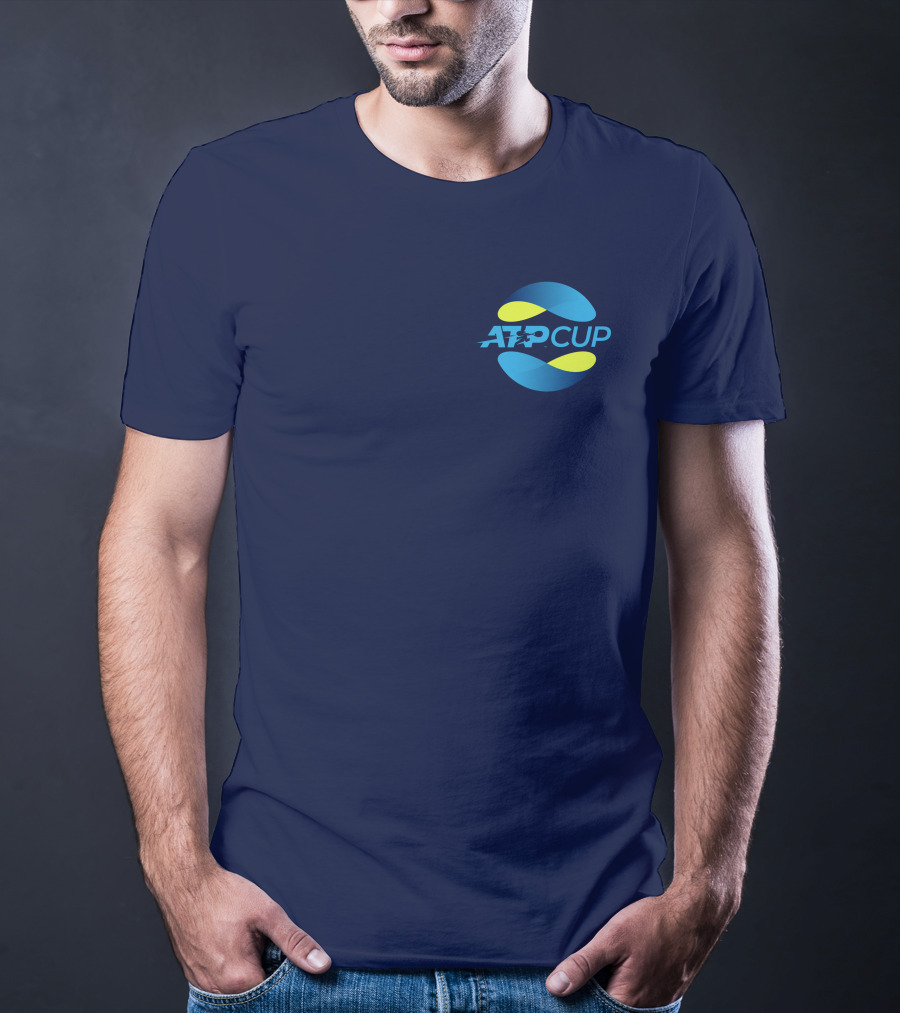 ATP Cup Merchandise Official Logo Blue Yellow T-Shirt