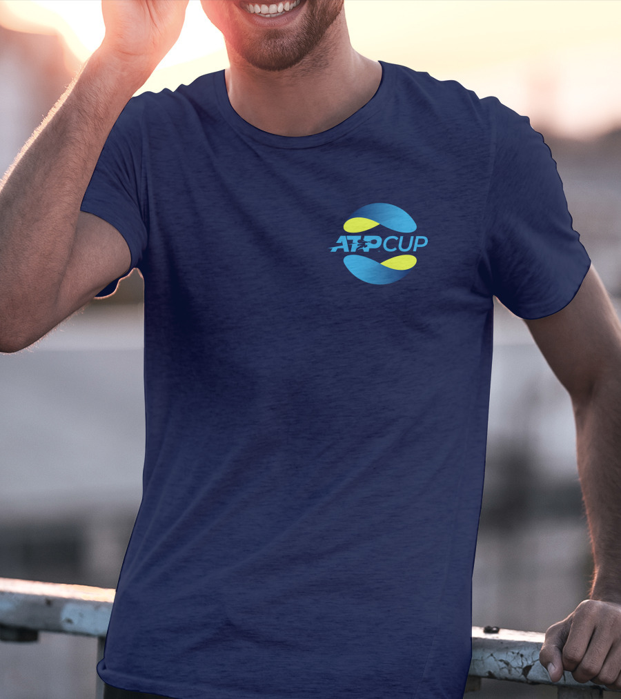 ATP Cup Merchandise Official Logo Blue Yellow T-Shirt