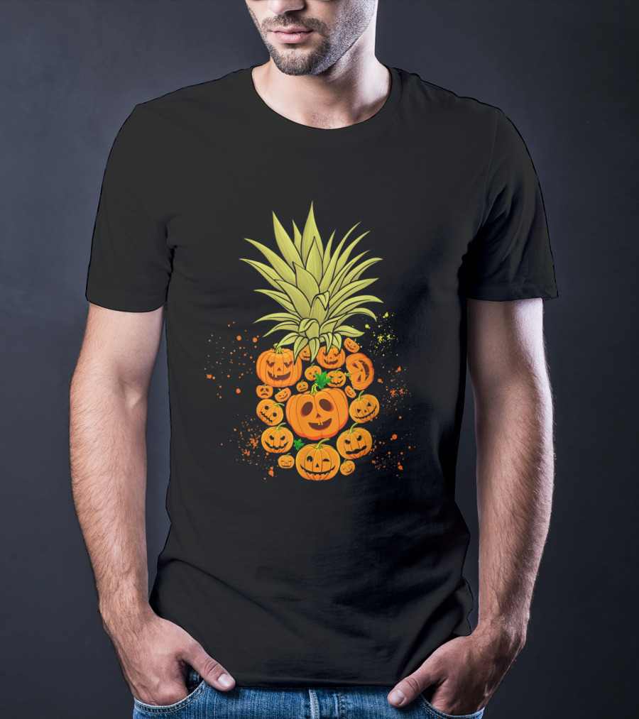 Pineapple Made Of Halloween Pumpkins Faces T-Shirt