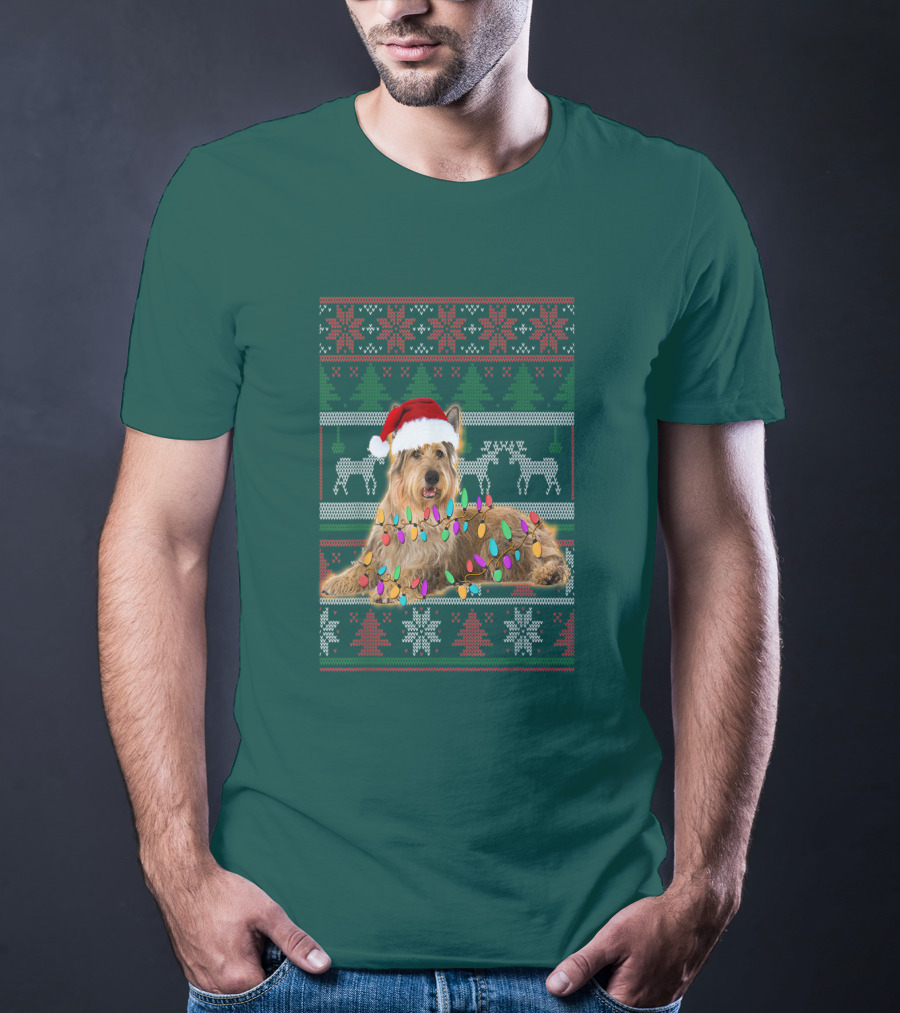 Berger Picard Christmas Santa Hat Ugly Sweater Lights Reindeer Snowflakes T-Shirt
