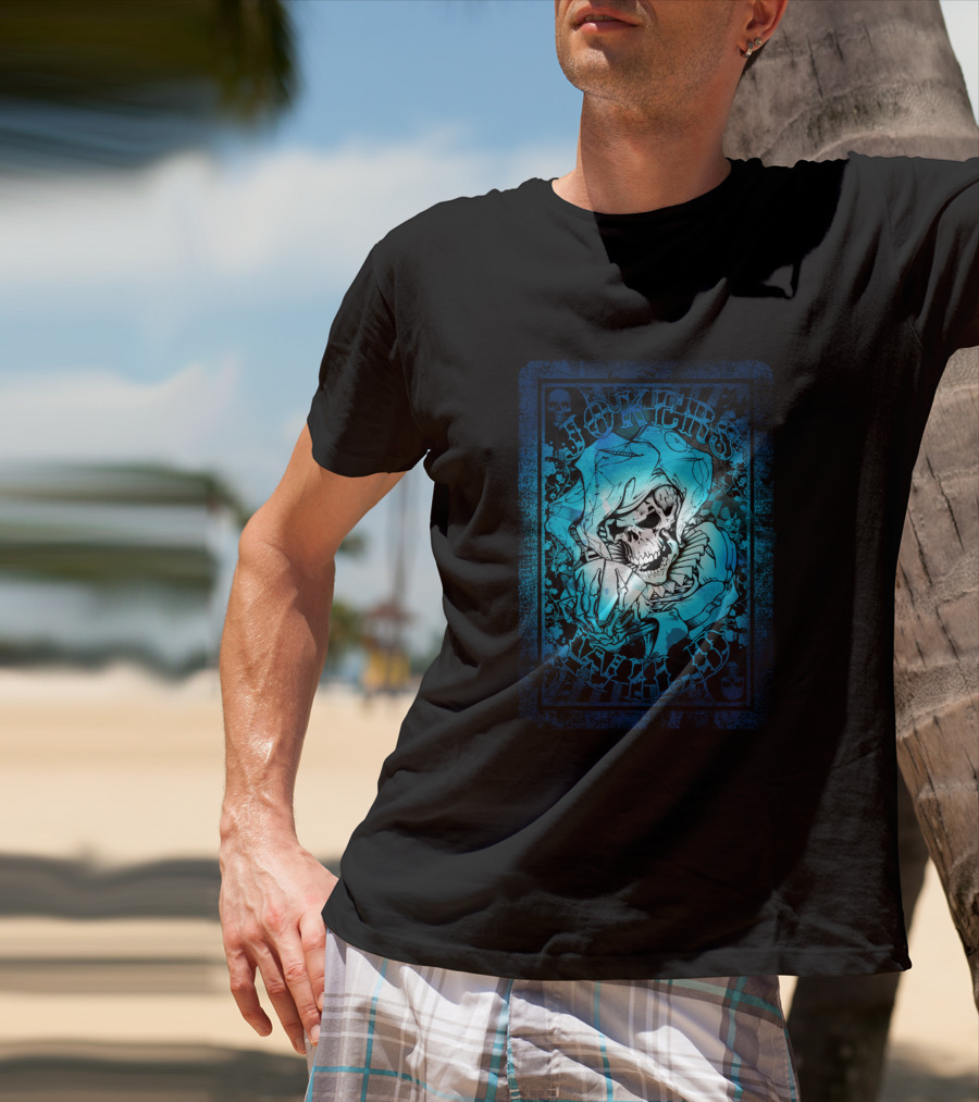 JOKERS WILD CARD Skeleton Jester Tattoo Style Poker T-Shirt