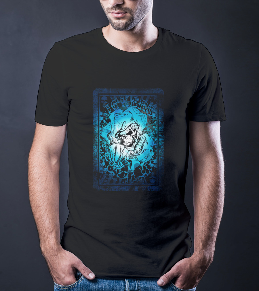 JOKERS WILD CARD Skeleton Jester Tattoo Style Poker T-Shirt