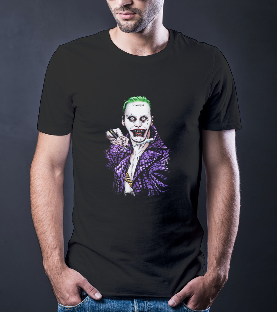 Suicide Squad Damaged Joker Knife Purple Jacket T-Shirt