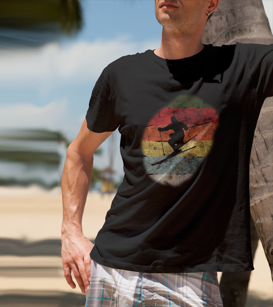 Retro Vintage Skiing Winter Birthday T-Shirt