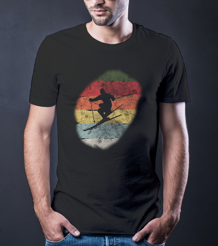 Retro Vintage Skiing Winter Birthday T-Shirt