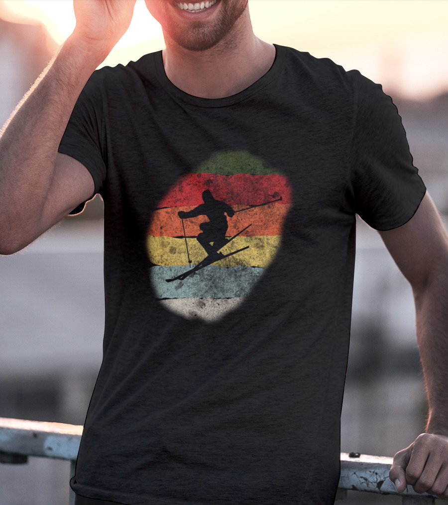 Retro Vintage Skiing Winter Birthday T-Shirt