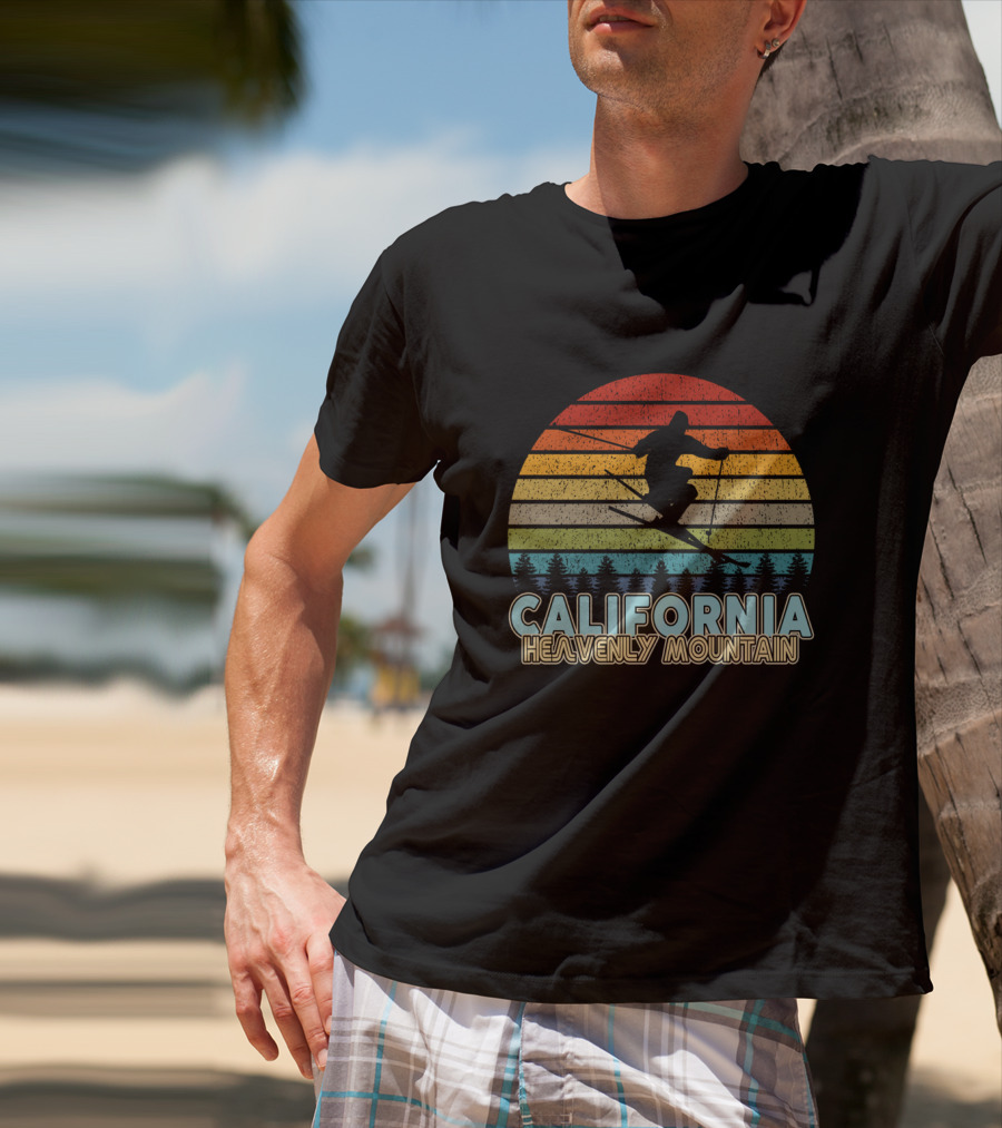 California Skiing Vintage Winter Heavenly Mountain T-Shirt