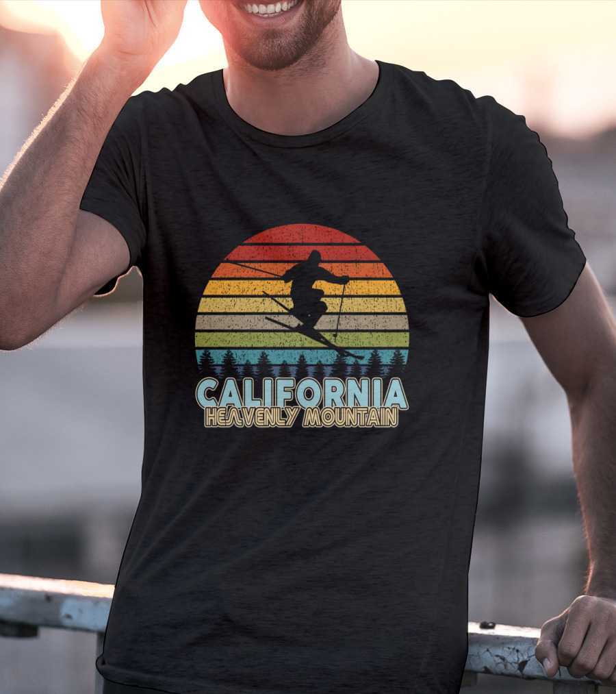 California Skiing Vintage Winter Heavenly Mountain T-Shirt