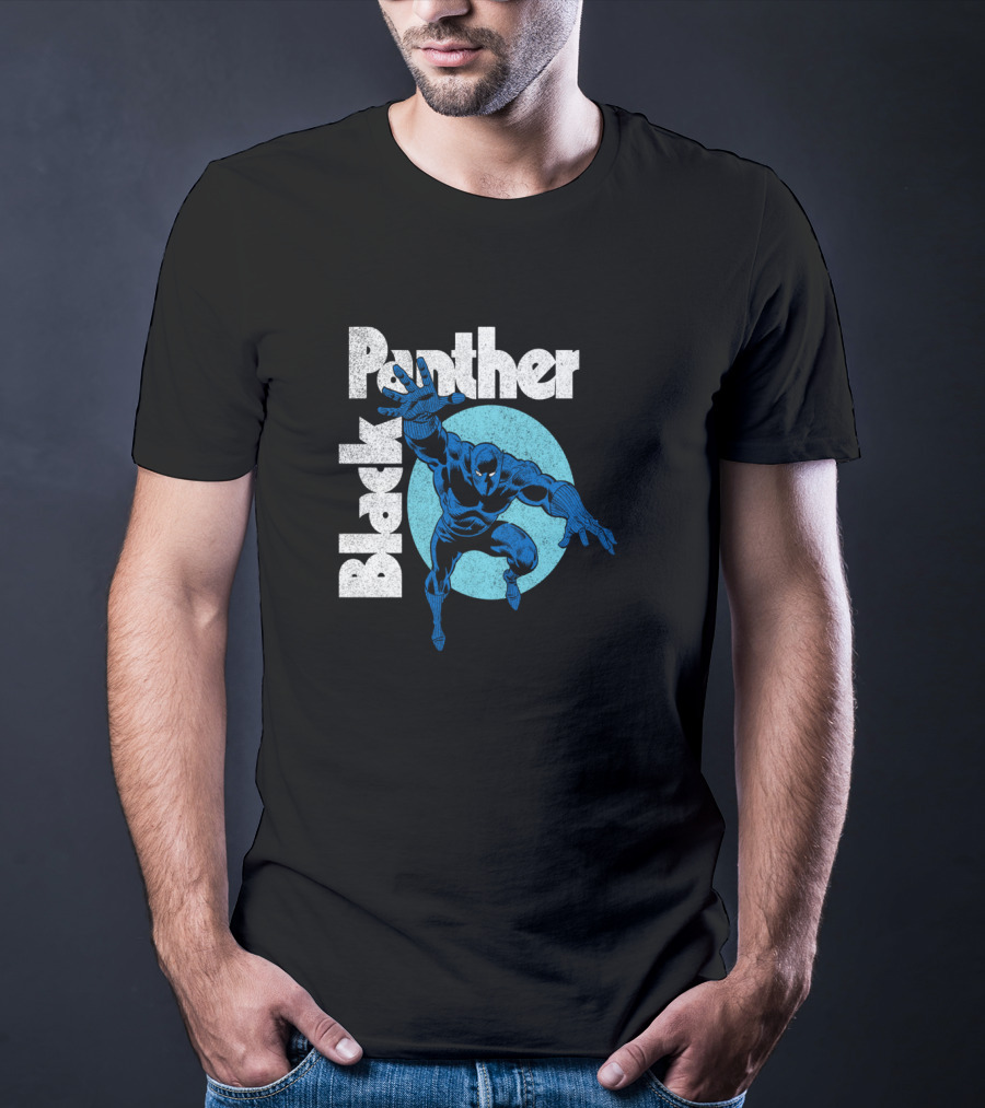 Marvel Black Panther Blue Heroic Pose Circle T-Shirt