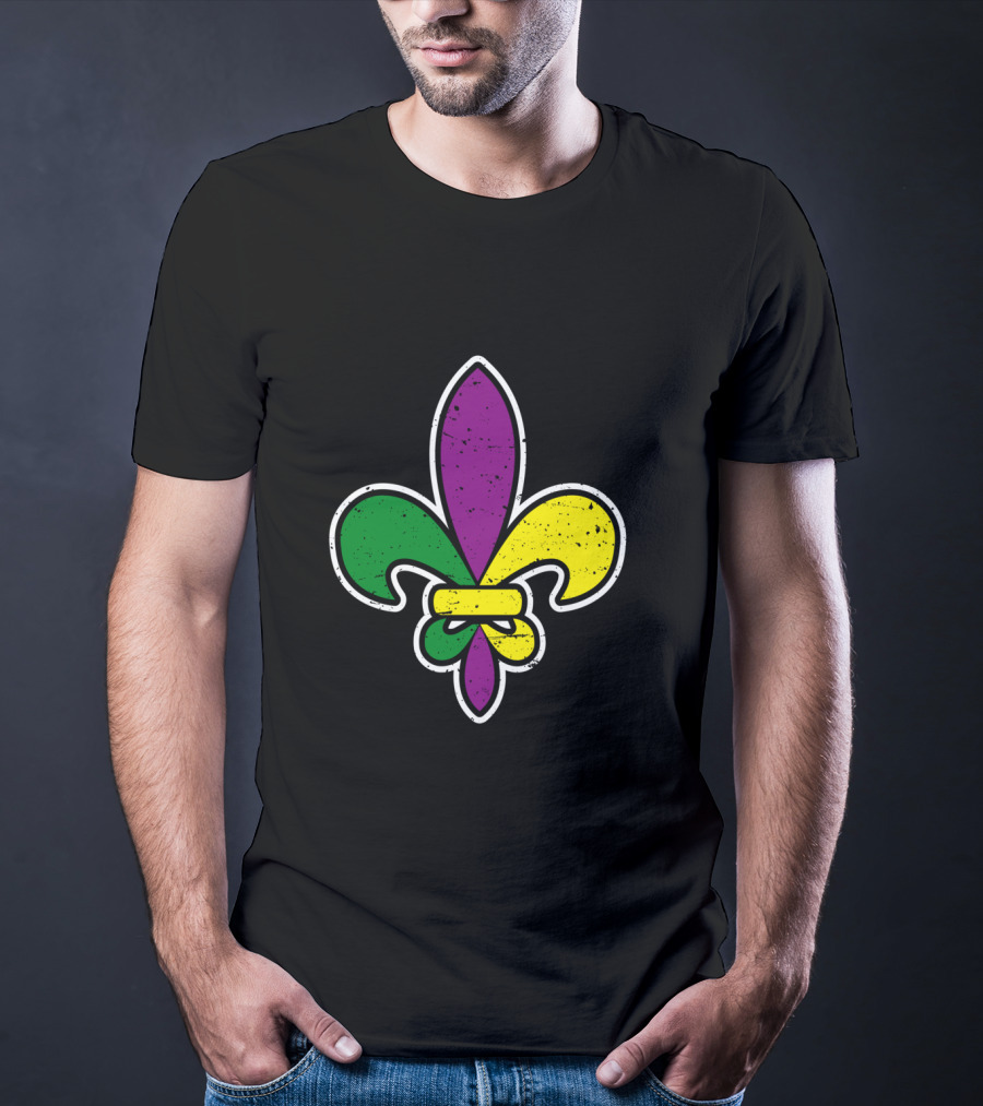 Mardi Gras Colored Fleur De Lis Iconic T-Shirt