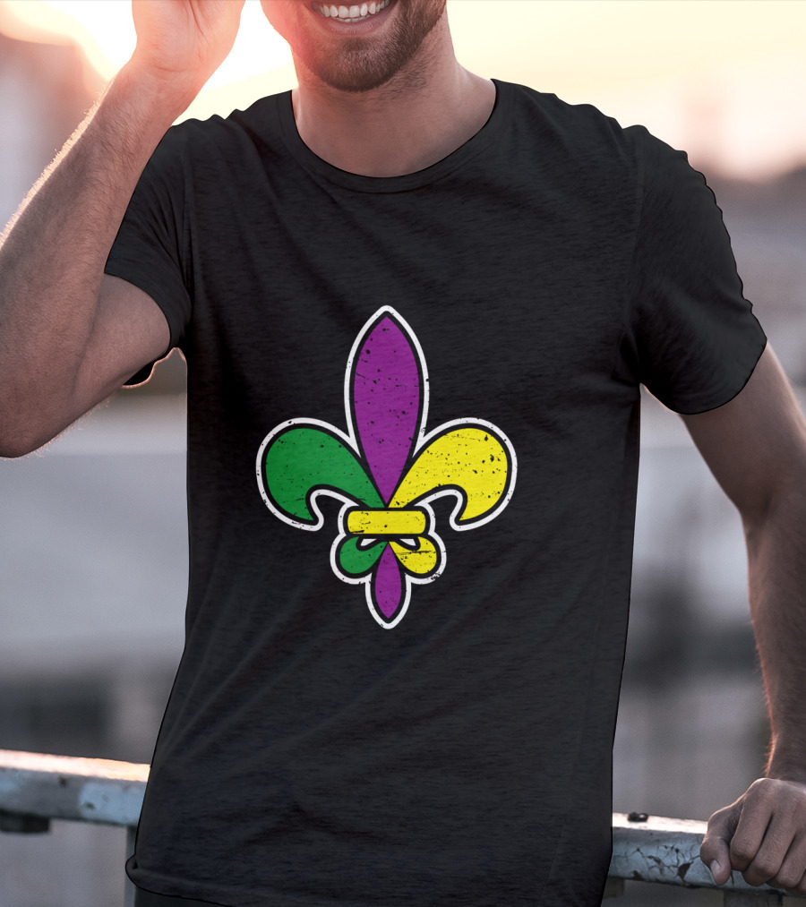 Mardi Gras Colored Fleur De Lis Iconic T-Shirt
