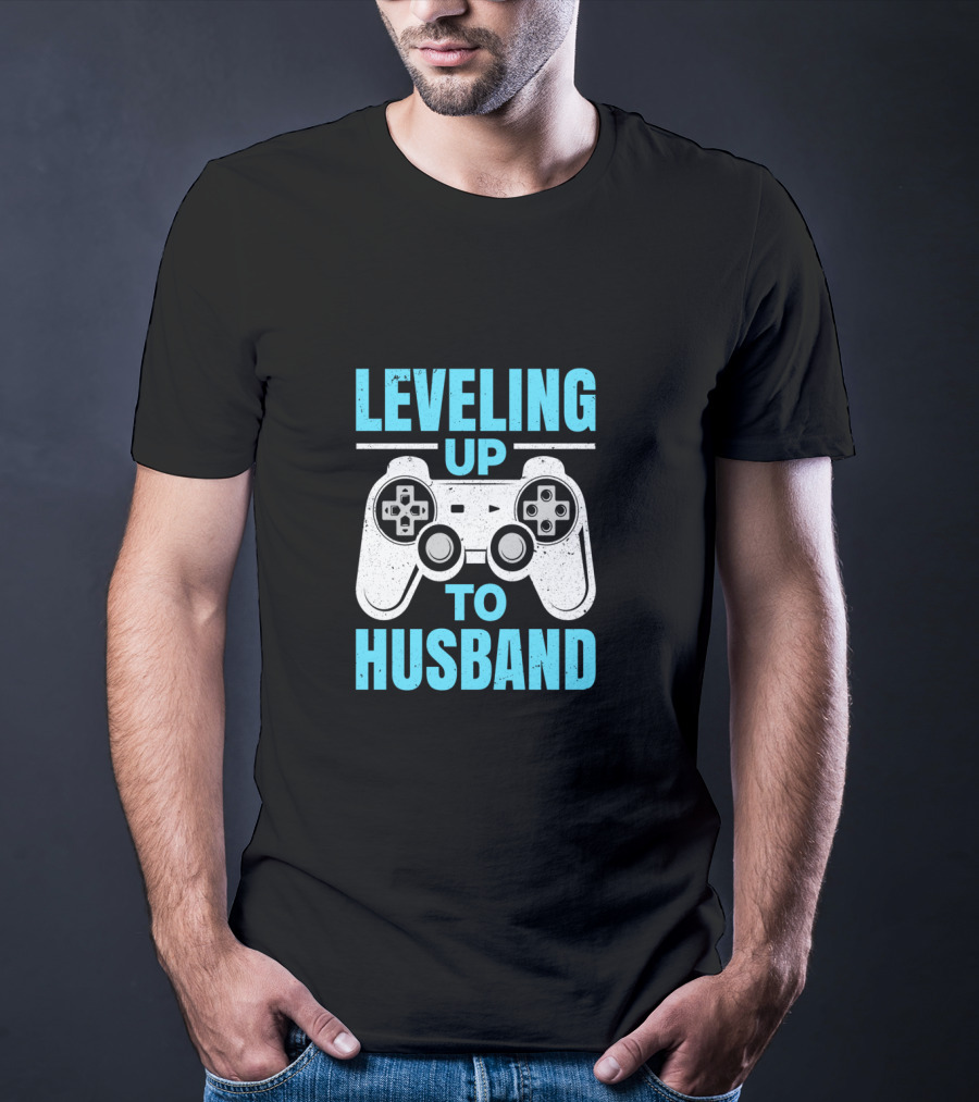 Leveling Up To Husband Funny Gamer Video Game Controller T-Shirt