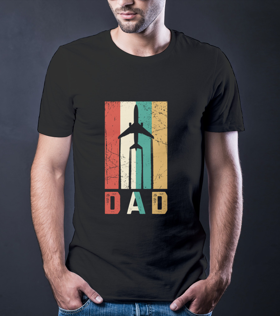 Dad Retro Airplane Vintage Aviation Pilot T-Shirt