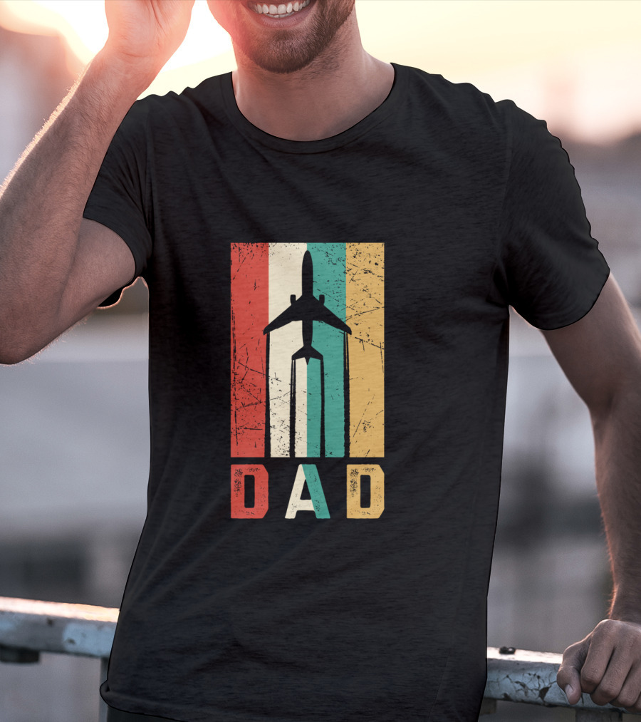 Dad Retro Airplane Vintage Aviation Pilot T-Shirt