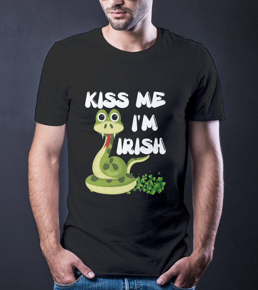 Kiss Me I'm Irish Snake With Shamrocks T-Shirt
