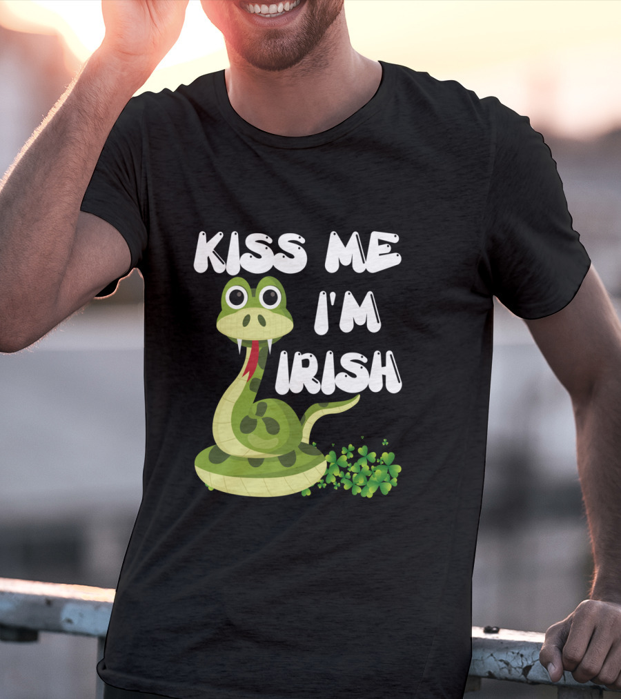 Kiss Me I'm Irish Snake With Shamrocks T-Shirt