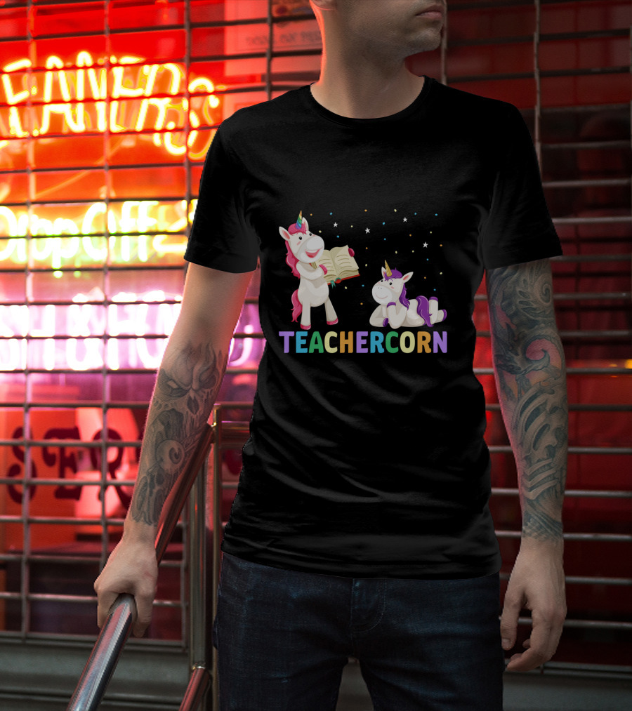 TEACHERCORN Magical Unicorn Teacher Appreciation Stars Book T-Shirt