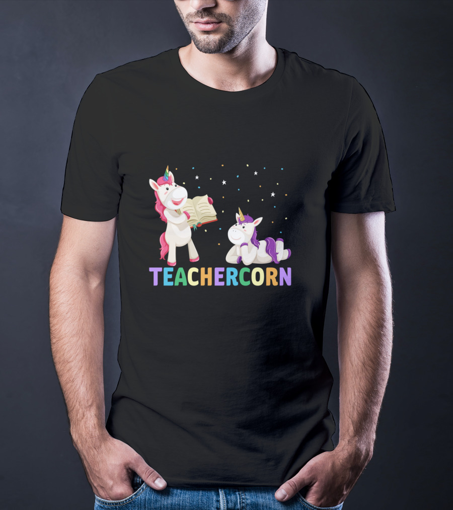 TEACHERCORN Magical Unicorn Teacher Appreciation Stars Book T-Shirt